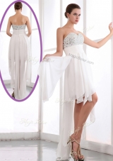 Lovely  Sweetheart High Low Beading Prom Dress in White