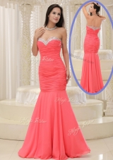 2016 New Style Mermaid Sweetheart Coral Red Prom Dress