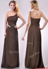 Low Price One Shoulder Taffeta Beaded Mother of Bride Dress in Brown