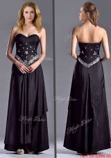 Discount Column Sweetheart Taffeta Black Mother of Bride Dress with Beading