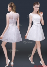 2016 Lovely Cap Sleeves Prom Dresses with with in Lace