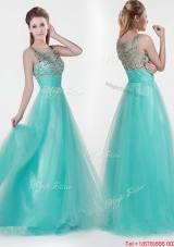 2016 Lovely Empire Scoop Beading Prom Dresses