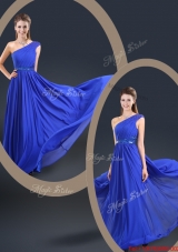 Cheap 2016 One Shoulder Blue Prom Dresses with Belt