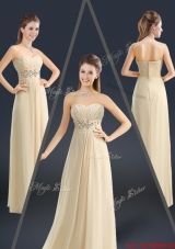 Latest Sweetheart Beading Prom Dresses in Champagne