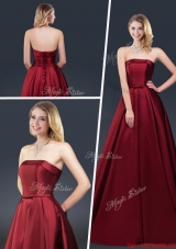 Winter Gorgeous A Line Strapless Prom Dresses with Brush Train