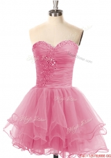 Exclusive Lace Up Organza Short Prom Dress with Beading