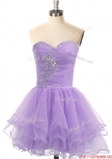 Hot Sale Organza Lace Up Beaded Prom Dress in Lavender