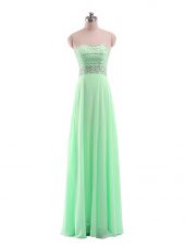 Sleeveless Zipper Floor Length Beading Teens Party Dress