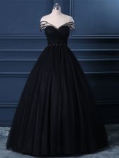 Custom Fit Short Sleeves Beading Side Zipper Evening Dress