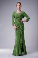 Dark Green Sleeveless Chiffon Zipper Mother of Groom Dress for Prom and Party