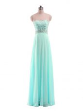 Shining Aqua Blue Strapless Zipper Beading Celebrity Prom Dress Sleeveless