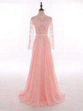 Smart Chiffon Sleeveless Floor Length Prom Party Dress and Lace and Appliques