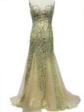 Colorful Olive Green Zipper Prom Dresses Sequins Sleeveless Brush Train