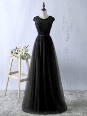 Popular Scoop Sleeveless Zipper Homecoming Dress Black Tulle