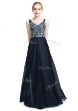 Discount Sleeveless Zipper Floor Length Beading Homecoming Dress