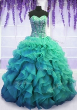 Cheap Floor Length Ball Gowns Sleeveless Turquoise Quinceanera Dresses Lace Up