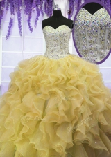 Sleeveless Lace Up Floor Length Beading and Ruffles Sweet 16 Quinceanera Dress