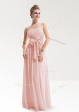 Baby Pink Sleeveless Chiffon Zipper Junior Homecoming Dress for Prom and Party