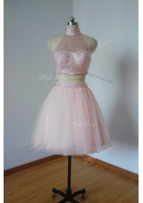 Tulle Sleeveless Mini Length Prom Dresses and Beading