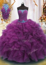 Fantastic Organza Sleeveless Floor Length Vestidos de Quinceanera and Beading and Ruffles