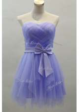 Lavender Prom Party Dress Prom and For with Sashes|ribbons Sweetheart Sleeveless Zipper