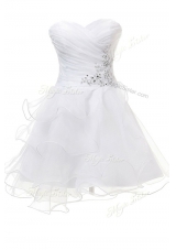 Great Sweetheart Sleeveless Criss Cross Homecoming Dress White Tulle