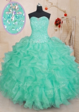 Sleeveless Beading and Ruffles Lace Up Quinceanera Dresses