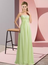 Ideal Floor Length Yellow Green Prom Dresses Sweetheart Sleeveless Lace Up