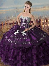 Custom Made Floor Length Purple Quinceanera Dresses Sweetheart Sleeveless Lace Up