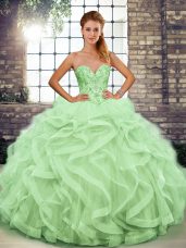 Sleeveless Beading and Ruffles Lace Up Quinceanera Dresses