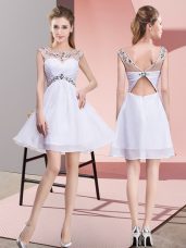 White Scoop Backless Beading Homecoming Dress Online Sleeveless