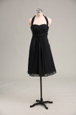 Dramatic Sleeveless Chiffon Mini Length Zipper Homecoming Dress in Black with Ruching