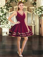 Edgy Burgundy Long Sleeves Ruffled Layers Mini Length Cocktail Dresses