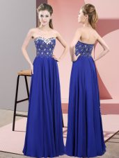 Sweetheart Sleeveless Zipper Junior Homecoming Dress Royal Blue Chiffon