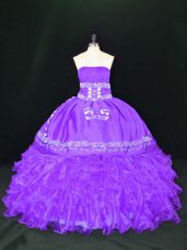 Floor Length Ball Gowns Sleeveless Lavender Quince Ball Gowns Lace Up