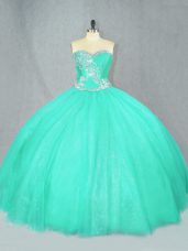 Tulle Sleeveless Floor Length Quince Ball Gowns and Beading