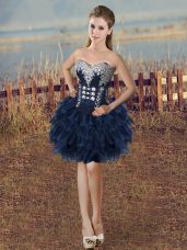 Beauteous Sweetheart Sleeveless Organza Cocktail Dresses Beading and Ruffled Layers Lace Up