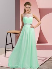 Beading Evening Dress Apple Green Backless Sleeveless Floor Length