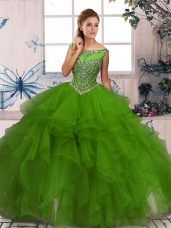 Wonderful Sleeveless Zipper Floor Length Beading and Ruffles Sweet 16 Dress