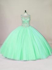 Delicate Sleeveless Lace Up Floor Length Beading Quinceanera Dresses