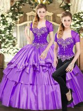 Sleeveless Beading and Ruffled Layers Lace Up Quinceanera Dress