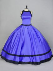 Ball Gowns Ball Gown Prom Dress Purple Scoop Satin Sleeveless Floor Length Zipper