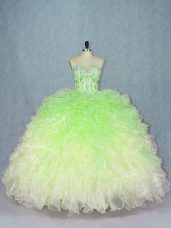 Sweetheart Sleeveless Lace Up Sweet 16 Dresses Multi-color Organza