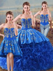 Eye-catching Floor Length Royal Blue Sweet 16 Quinceanera Dress Sweetheart Sleeveless Lace Up