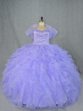 Sleeveless Lace Up Floor Length Beading and Ruffles Quinceanera Dresses