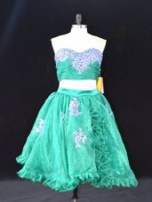 Hot Selling Sleeveless Appliques and Ruffles Zipper Prom Gown