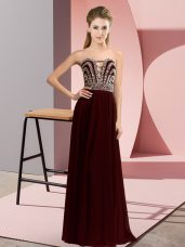 Sweetheart Sleeveless Lace Up Evening Dress Brown Chiffon