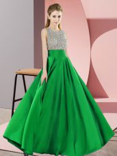 Sexy Green Scoop Neckline Beading Evening Wear Sleeveless Backless