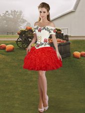 Adorable Red Sleeveless Organza Lace Up Homecoming Dress Online for Prom and Party