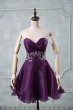 Ideal Sweetheart Sleeveless Lace Up Evening Dresses Purple Organza